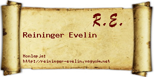 Reininger Evelin névjegykártya
